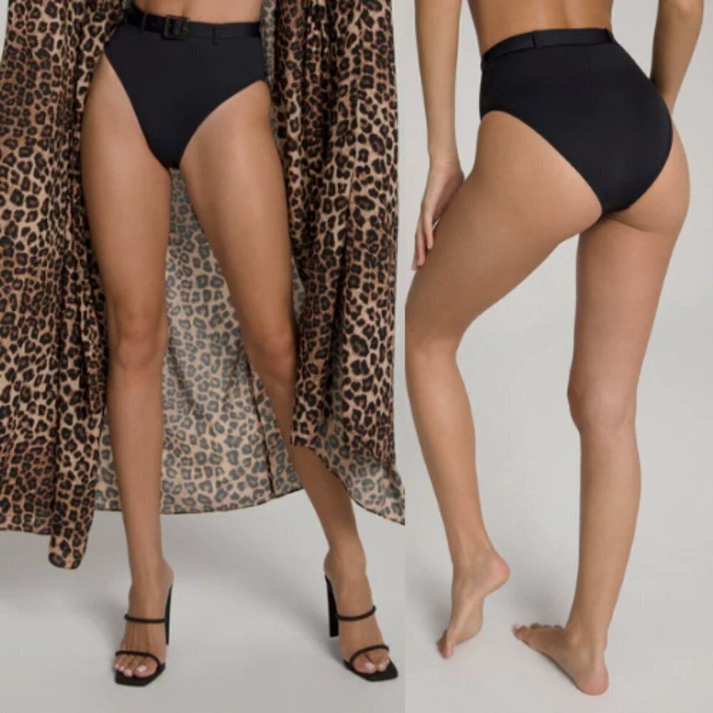 Good American Showoff Belted High Waist Bikini Bottom in Black Sz. XS NEW